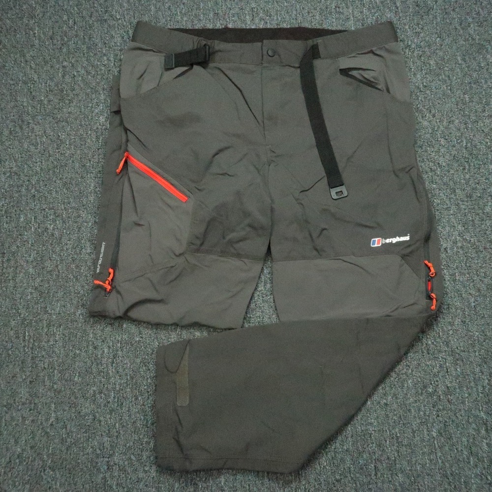 Berghaus Pants Men 40x32 Gray Vapour Light Belted Zip Pockets Hiking
